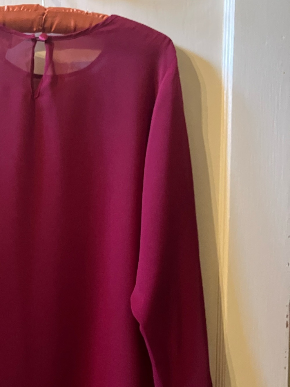 Casual Corner Long-Sleeve Chiffon Blouse - Berry Pink